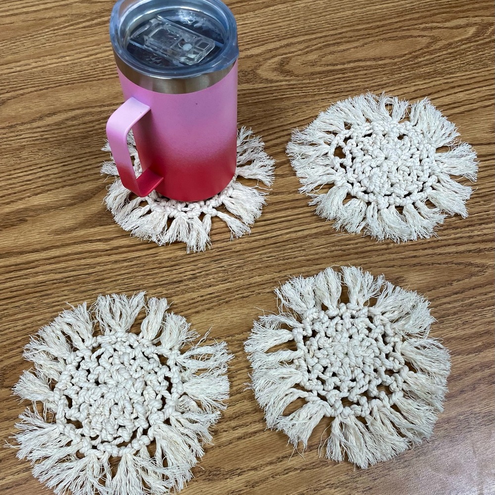 New Handmade Macrame Coasters - Set of 4